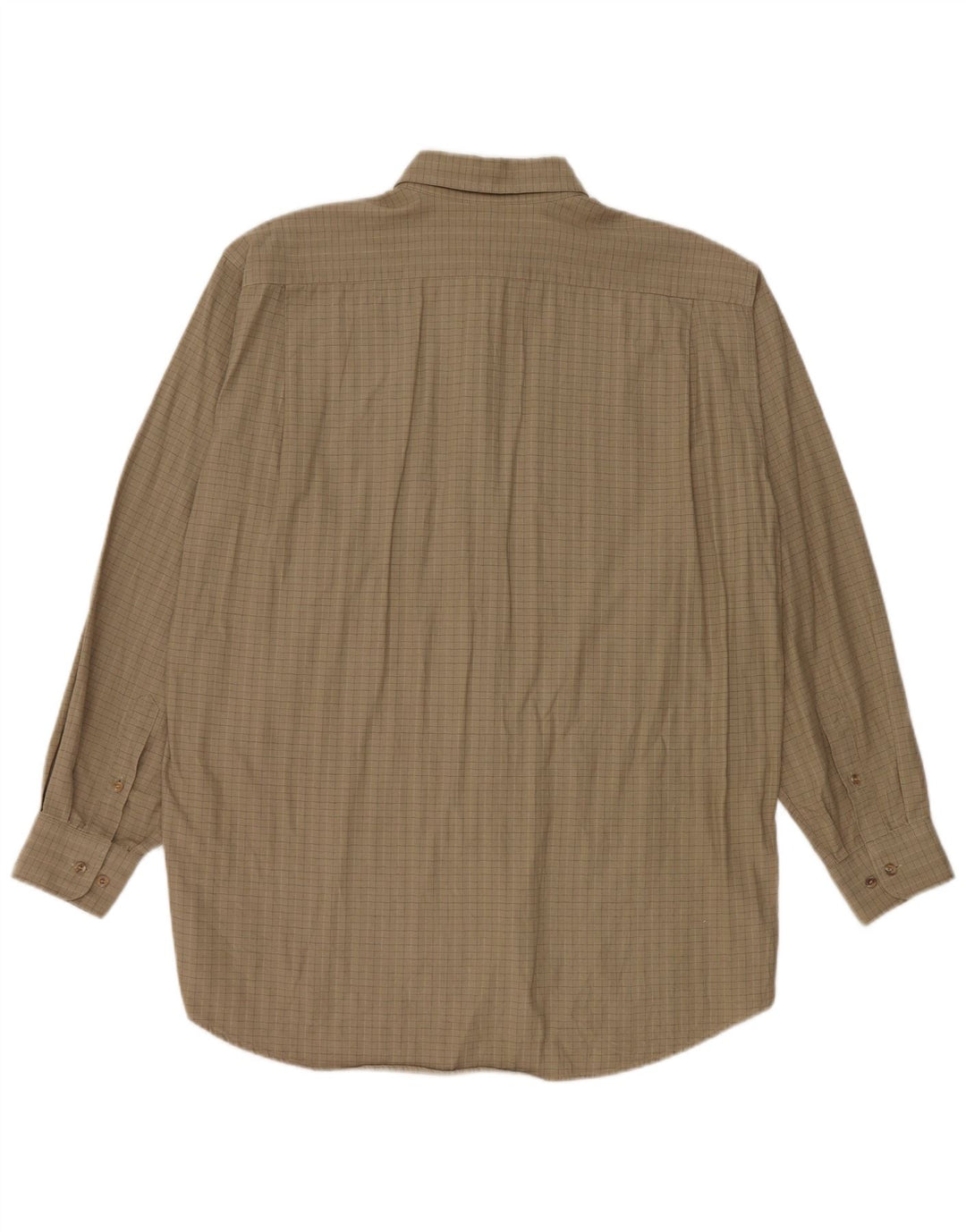 Lacoste Herrenhemd Größe 40 Mittelbeige karierte Baumwolle