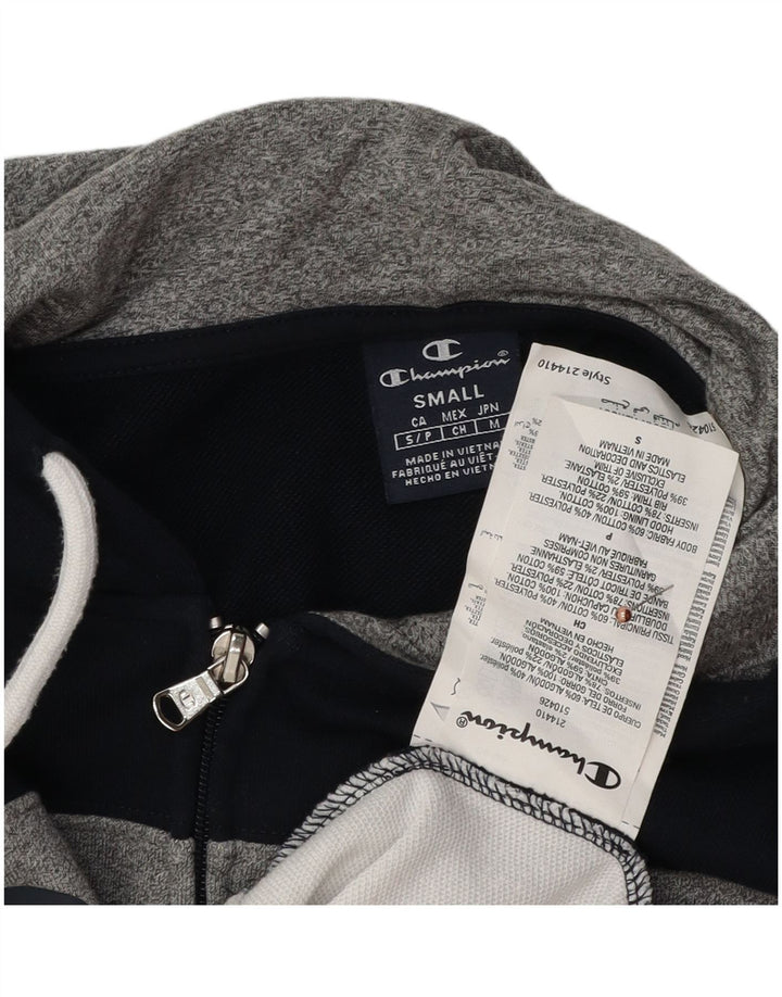 Champion Herren-Kapuzenpullover mit grafischem Reißverschluss, Größe S, Marineblau, Farbblock