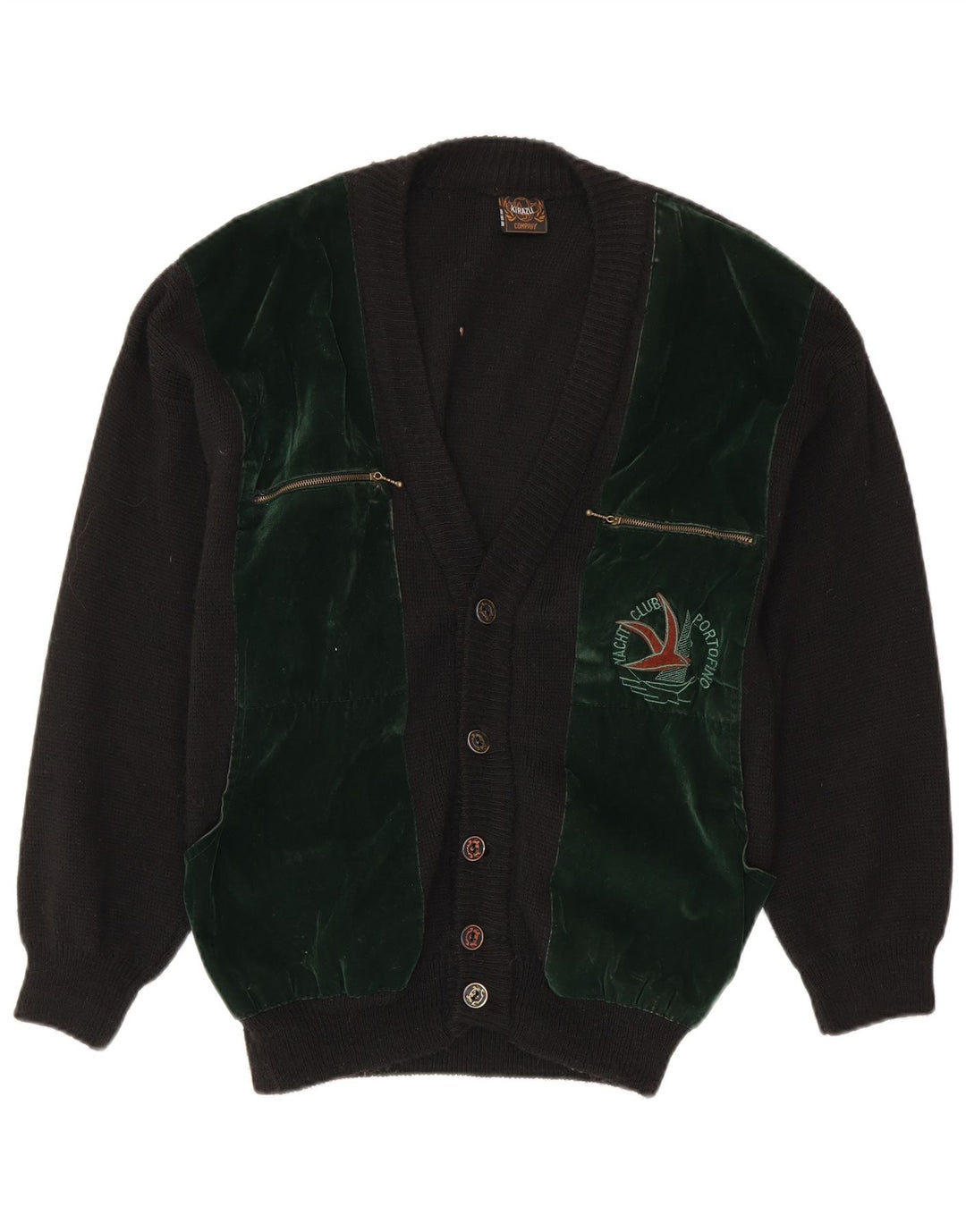 YACHTING CLUB Herren-Strickjacke, Mittelschwarz, Farbblock