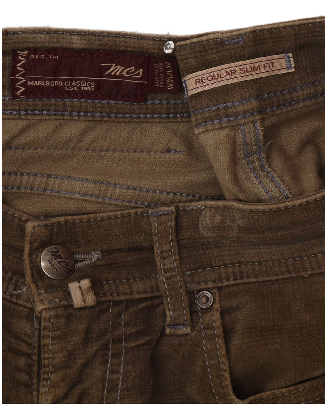 Marlboro Classics Herren-Freizeithose in normaler, schmaler Passform, W31, L34, Braun