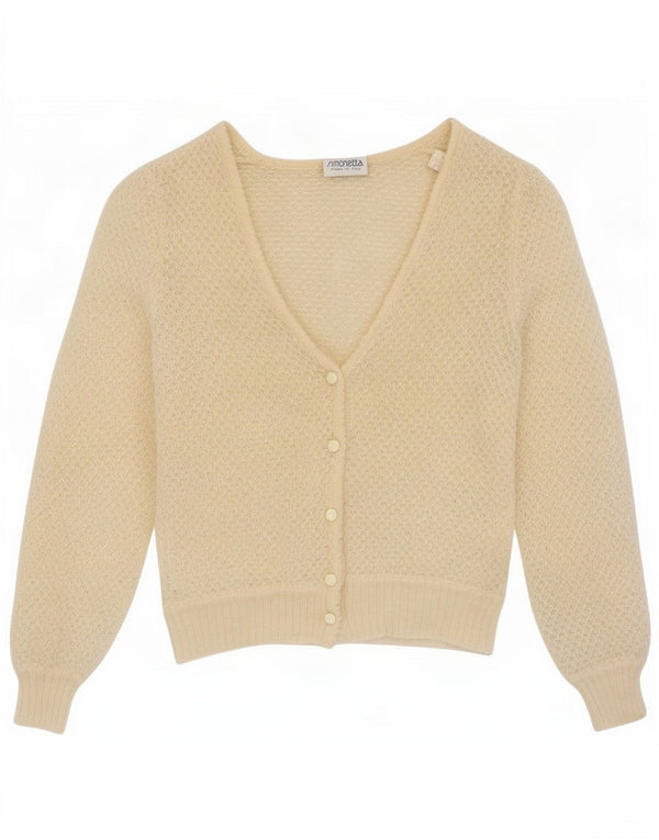 Simonetta Mädchen-Strickjacke, 7–8 Jahre, gebrochenes Weiß