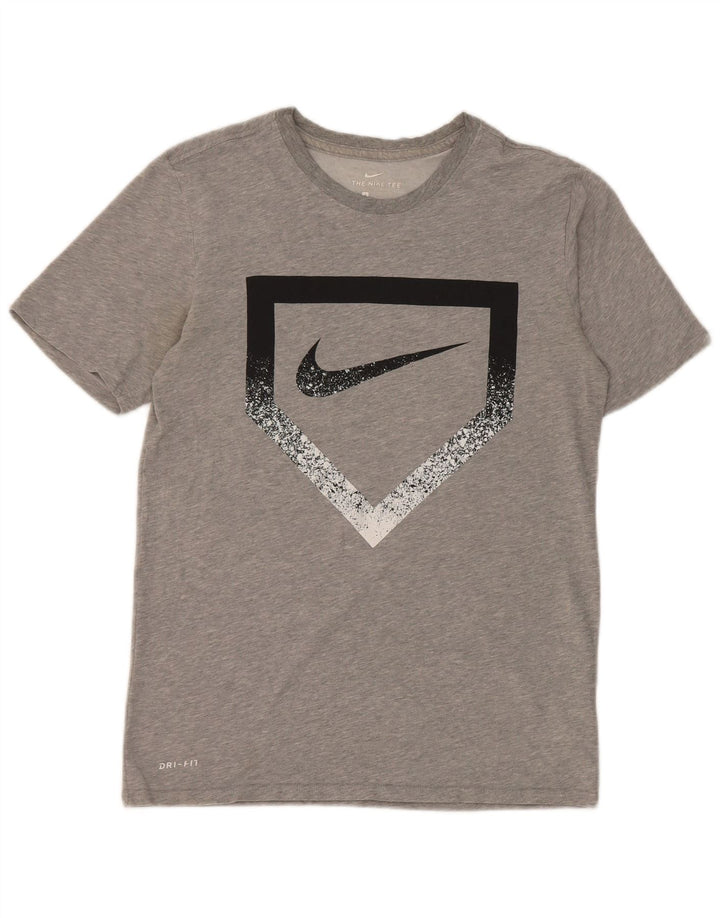 Nike Herren Dri Fit Graphic T-Shirt Top Small Grau Baumwolle