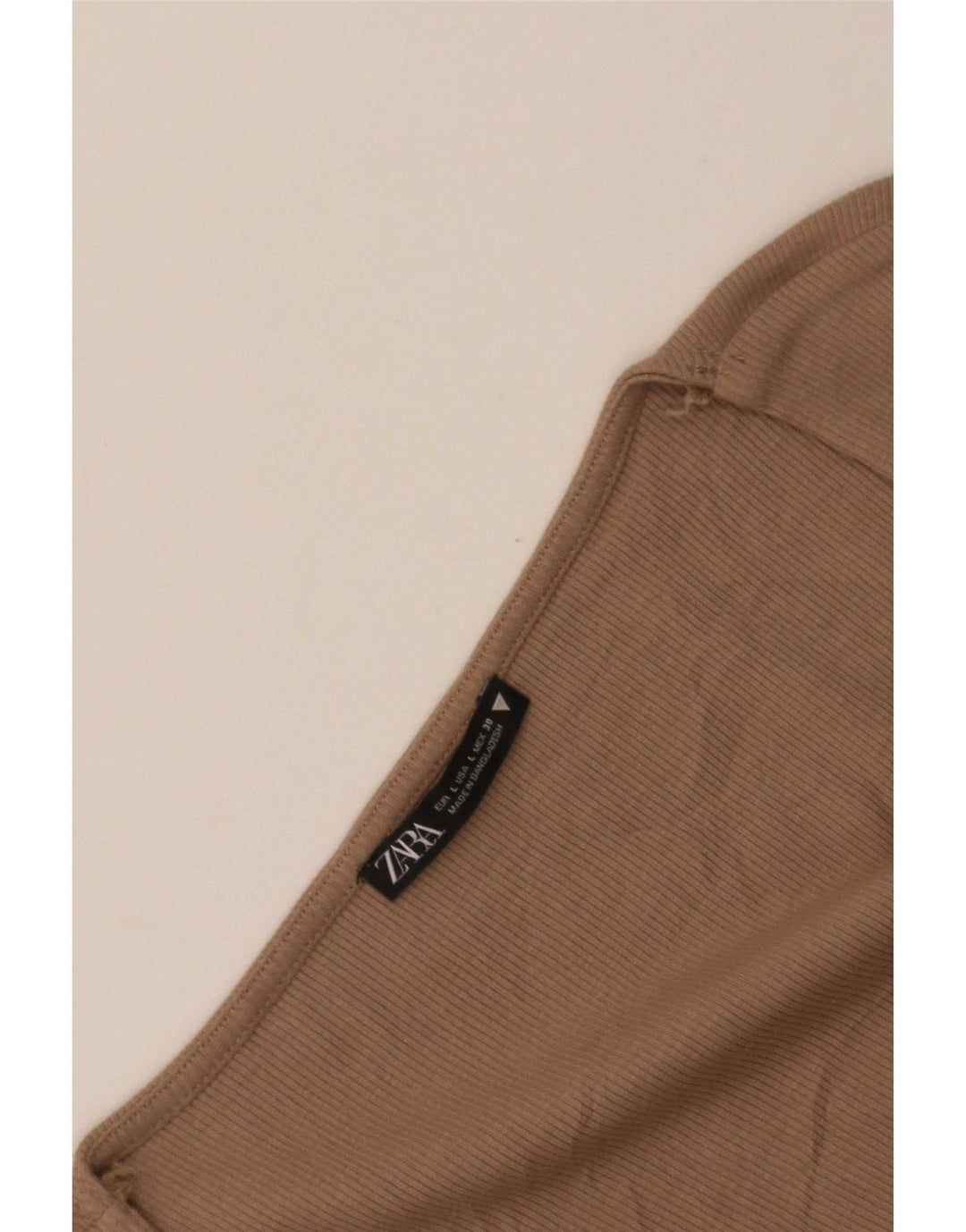 Zara Damen Crop Top Langarm UK 14 Large Braun