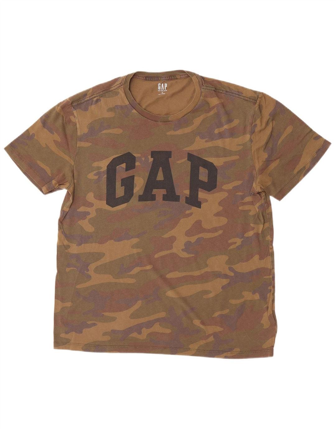 Gap Herren Grafik-T-Shirt-Oberteil aus mittelbrauner Camouflage-Baumwolle