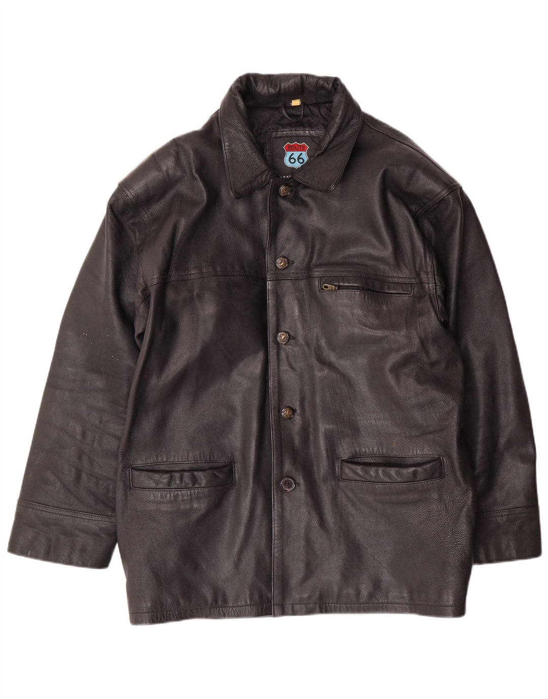 ROUTE 66 Herren Lederjacke UK 40 Großes schwarzes Leder