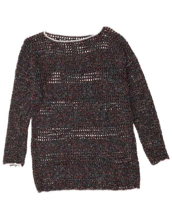 VINTAGE Damen-Pullover mit U-Boot-Ausschnitt, UK 12, mittelmehrfarbig gefleckt