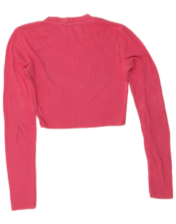 Zara Damen Crop Top Langarm UK 8 Small Pink