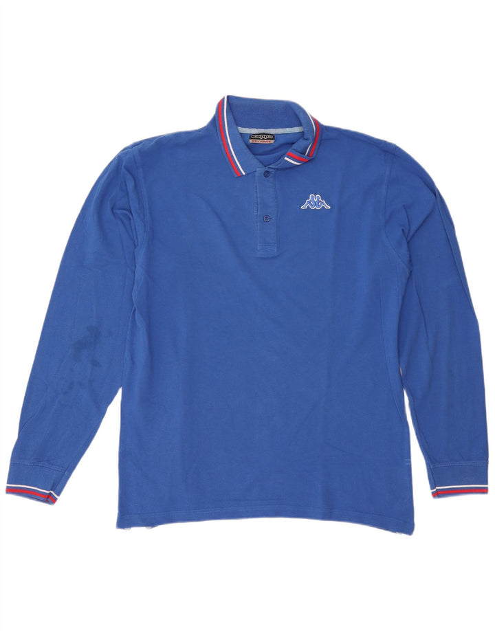 Kappa Herren Langarm-Poloshirt 2XL Blau Baumwolle