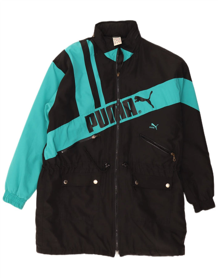 Puma Herren-Windbreaker-Mantel mit Grafik, UK 44 2XL, schwarzes Farbblock-Polyester