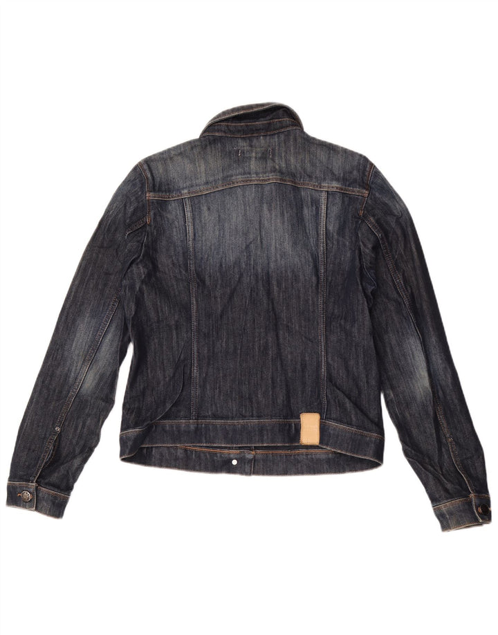 ZARA Damen Crop Jeansjacke UK 18 XL Marineblau