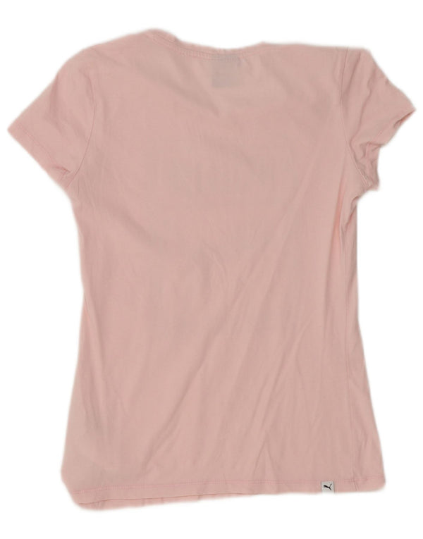 Puma Damen Grafik T-Shirt Top UK 8 Small Rosa Baumwolle