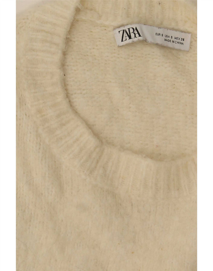 Zara Damen-Pullover, übergroß, U-Boot-Ausschnitt, Gr. 10, Größe S, Beige