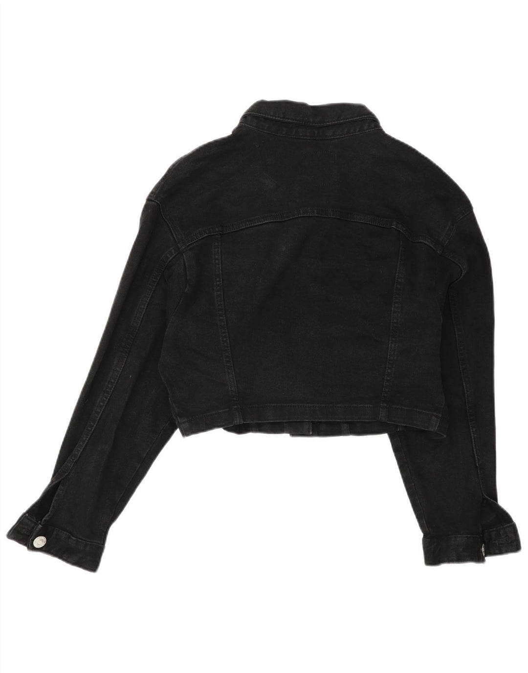 Zara Damen Crop Übergroße Jeansjacke UK 14 Medium Schwarz
