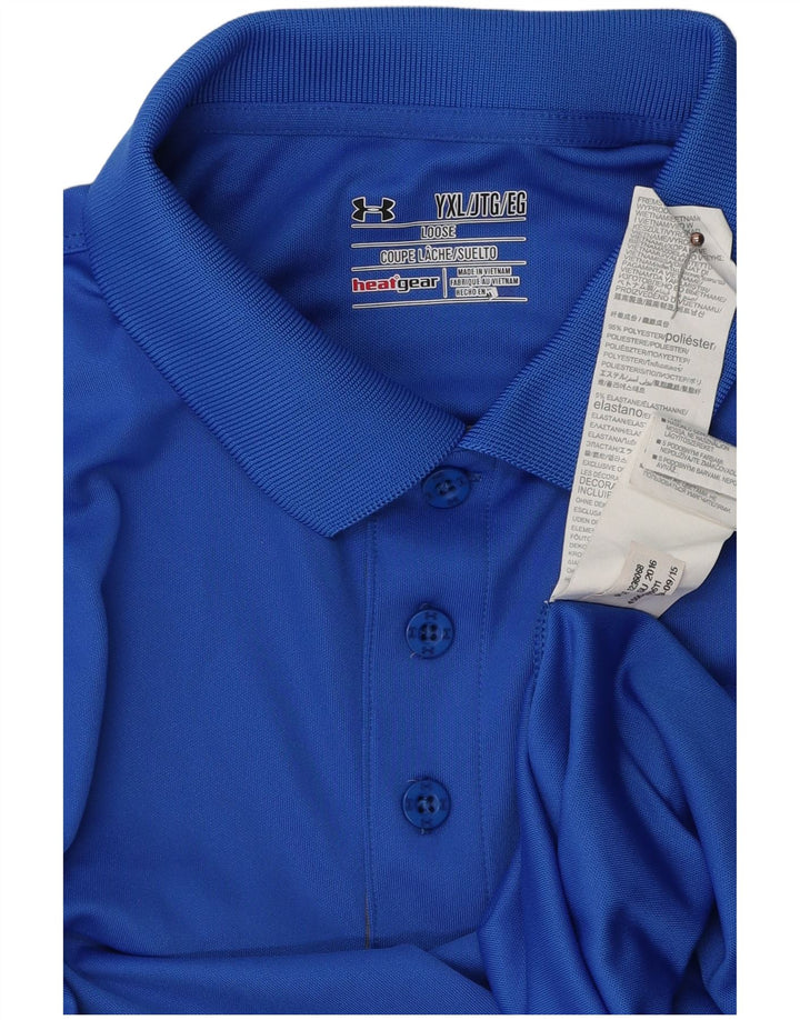 UNDER ARMOUR Jungen Heat Gear Poloshirt 13-14 Jahre XL Blaues Polyester