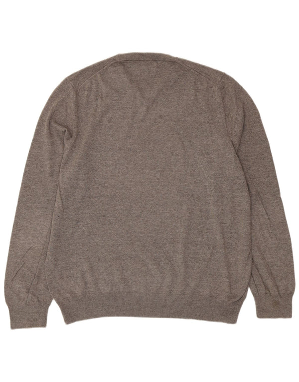 Marks & Spencer Herren-Pullover mit Rundhalsausschnitt, XL, graue Baumwolle