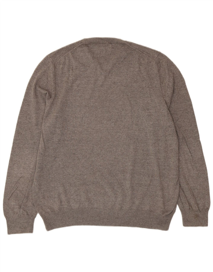 Marks & Spencer Herren-Pullover mit Rundhalsausschnitt, XL, graue Baumwolle