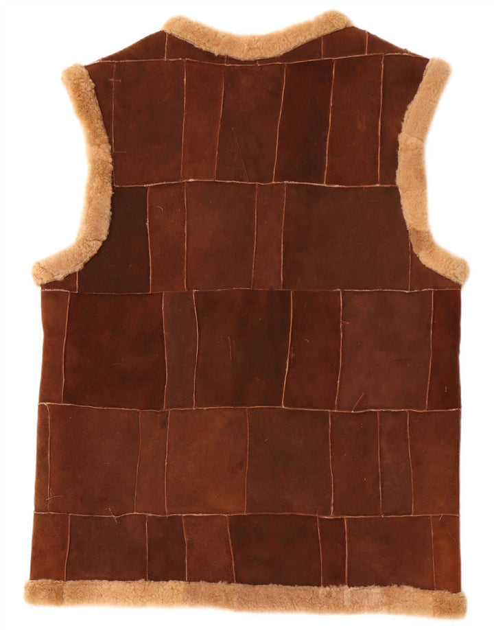 Vintage Herren Shearling Gilet UK 40 Large Braun