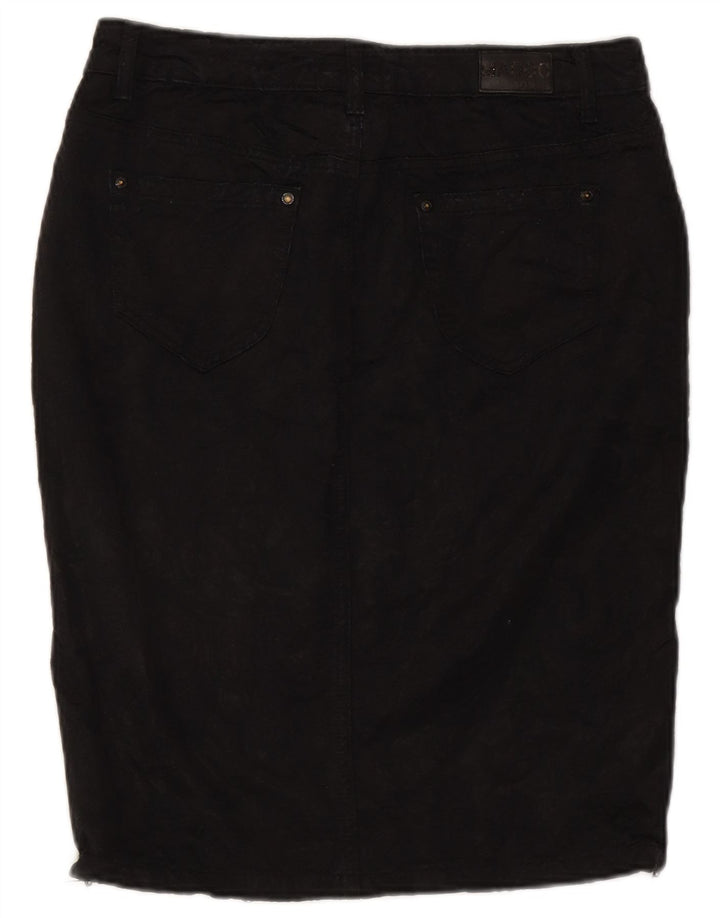 Vintage Damen Bleistiftrock EU 40 Medium W30 Schwarz Baumwolle Classic