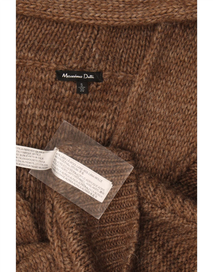 Massimo Dutti Damen Strickjacke mit 3/4-Ärmeln, Gr. 10, Braun