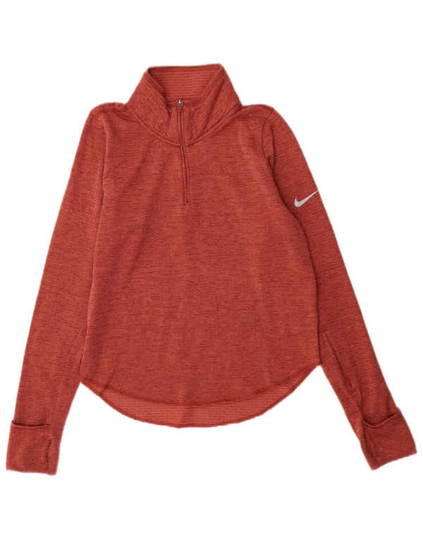 Nike Damen Dri Fit Laufpullover-Trainingsanzugoberteil, UK 6, XS, rot gefleckt