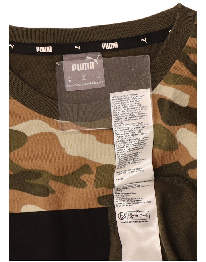 PUMA Herren Grafik T-Shirt Top Medium Khaki Camouflage Baumwolle