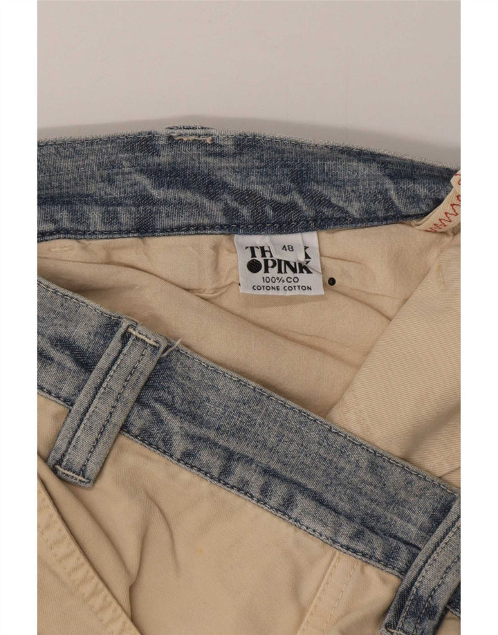 Think Pink Herren-Cargohose, normal, EU 48, M, B32, L33, Beige, Baumwolle