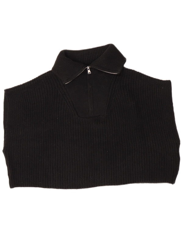 Zara Womens Oversized Crop Zip Neck Vest Tank Top UK 14 Medium Black