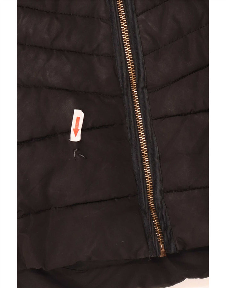 Zara Damen-Kapuzenjacke, wattiert, Gr. 10, Größe S, Schwarz, Polyester