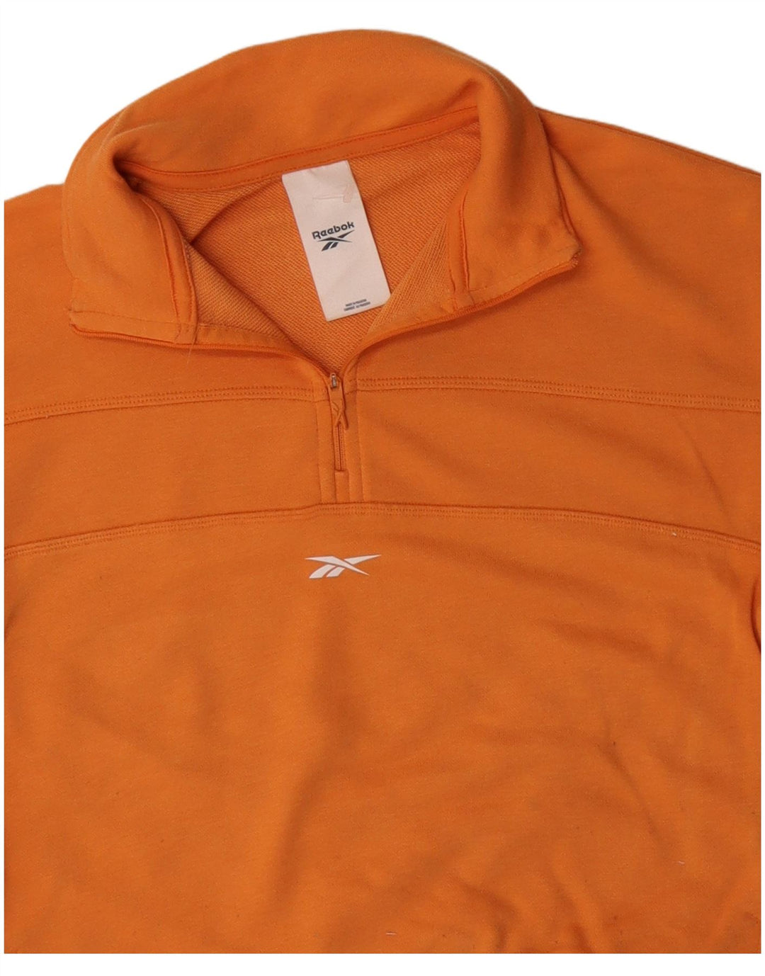 Reebok Damen Crop Zip Neck Sweatshirt Pullover UK 14 Medium Orange