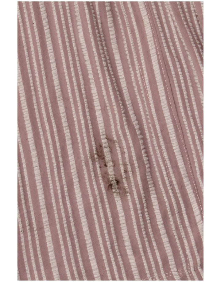 Zara Damen A-Linien-Kleid UK 14 Mittelrosa gestreifte Viskose