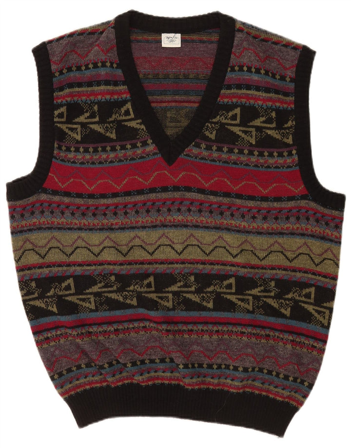 Vintage Herren Weste Tank Top Großes mehrfarbiges geometrisches Acryl