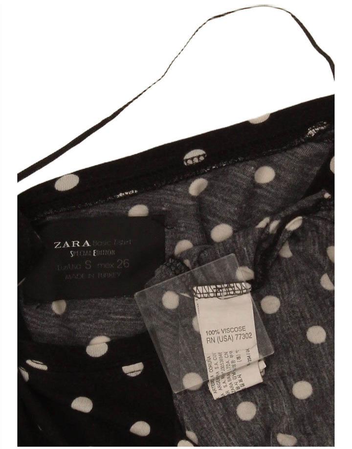 Zara Damen-Strickjacke in Übergröße, Gr. 10, Größe S, schwarz, gepunktet, Viskose
