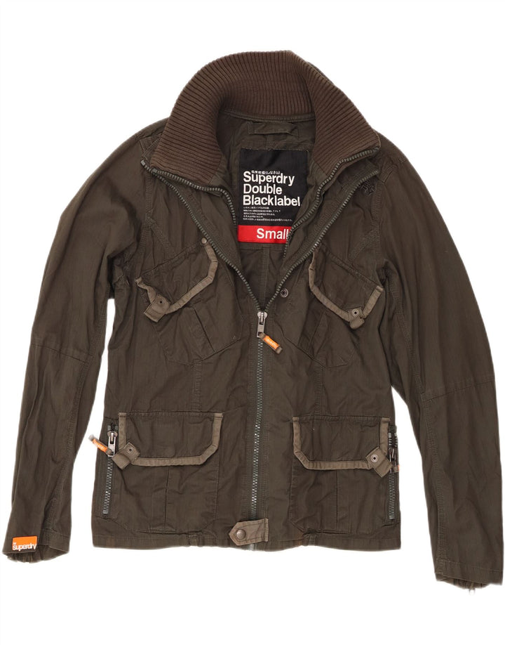 Superdry Herren Double Blacklabel Utility Jacke UK 36 Small Khaki Baumwolle