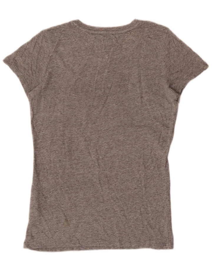Tommy Hilfiger Damen Grafik-T-Shirt-Oberteil UK 12 Mittelgraues Polyester