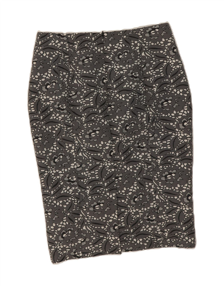 FENN WRIGHT MANSON Womens Pencil Skirt UK 12 Medium W30  Grey Floral Vintage Fenn Wright Manson and Second-Hand Fenn Wright Manson from Messina Hembry 