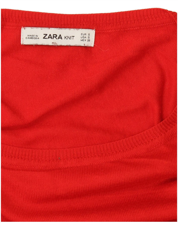 Zara Damen-Pullover, übergroß, U-Boot-Ausschnitt, Gr. 10, Größe S, Rot