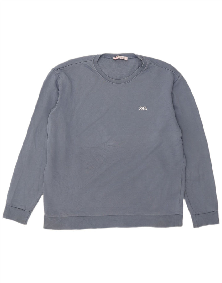 Zara Herren Sweatshirt Pullover XL Blau Baumwolle