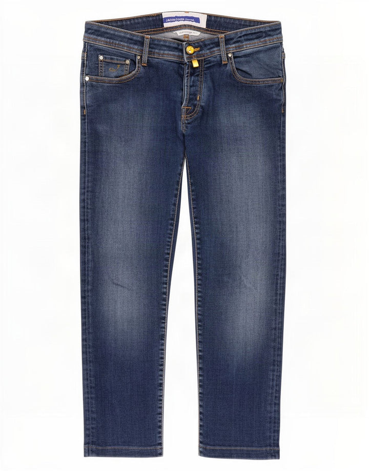 Jacob Cohen Herren-Cropped-Jeans W34 L25 Blaue Baumwolle