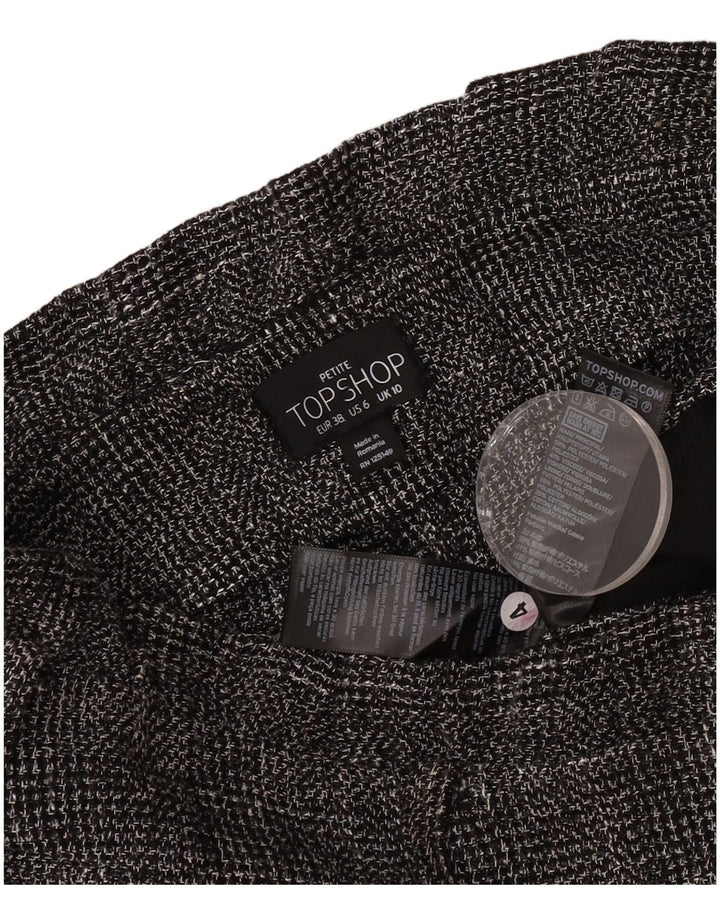 Topshop Damen-Hose mit kurzem Schnitt, UK 10, Größe S, W28, L22, grau kariertes Polyester