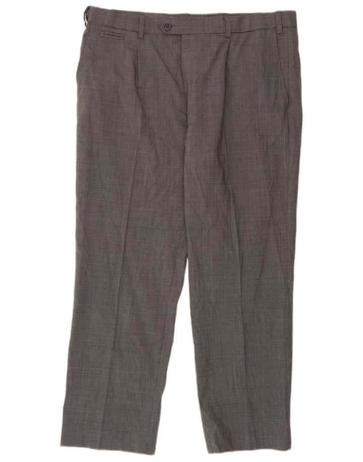 Gerade Herren-Anzughose von Marks & Spencer, W38, L29, Grau mit Hahnentrittmuster