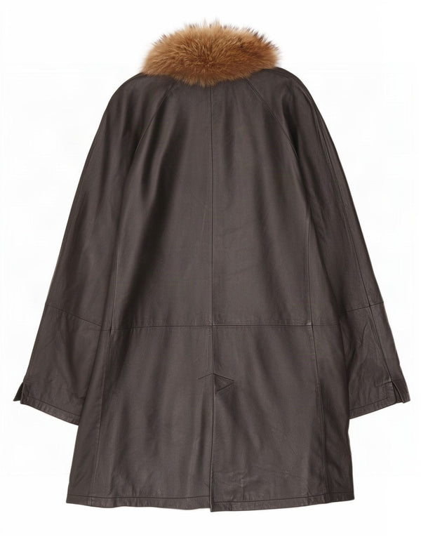 Vintage Damen Übergroßer Ledermantel UK 18 XL Schwarz