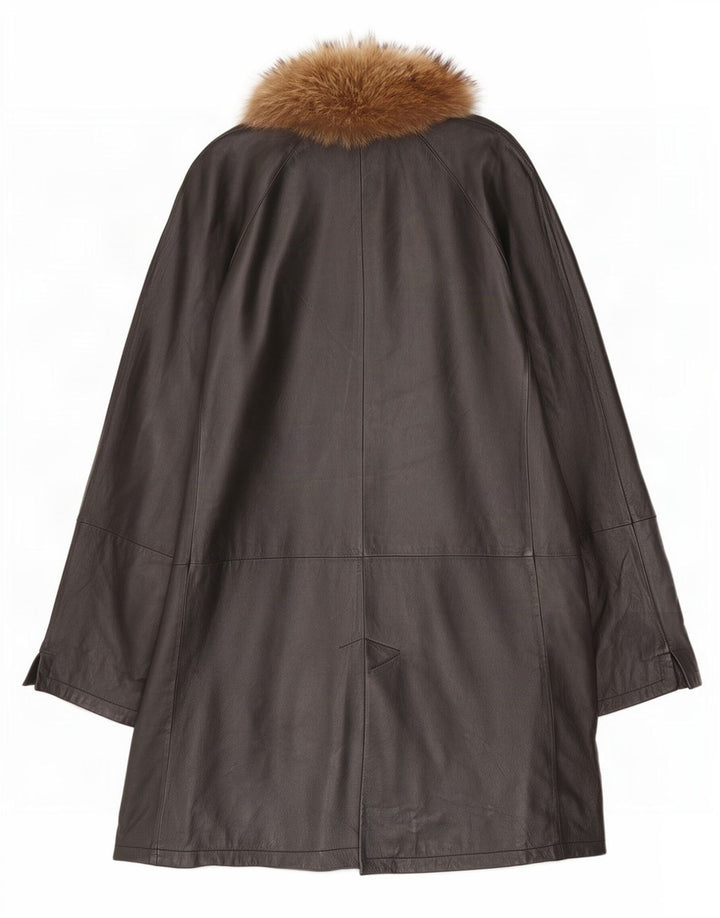 Vintage Damen Übergroßer Ledermantel UK 18 XL Schwarz