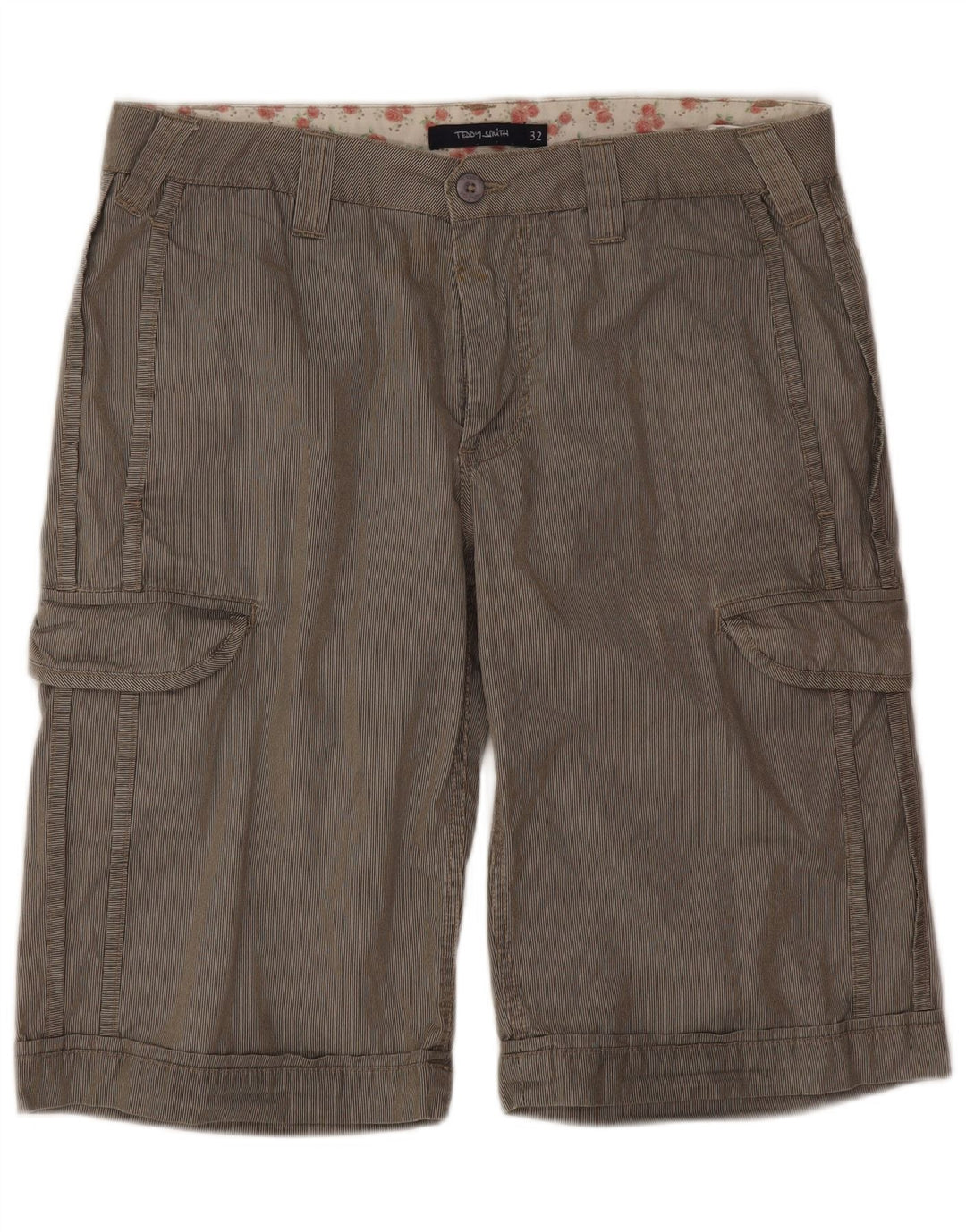 Teddy Smith Herren Cargoshorts W32 mittelgraue Nadelstreifen-Baumwolle