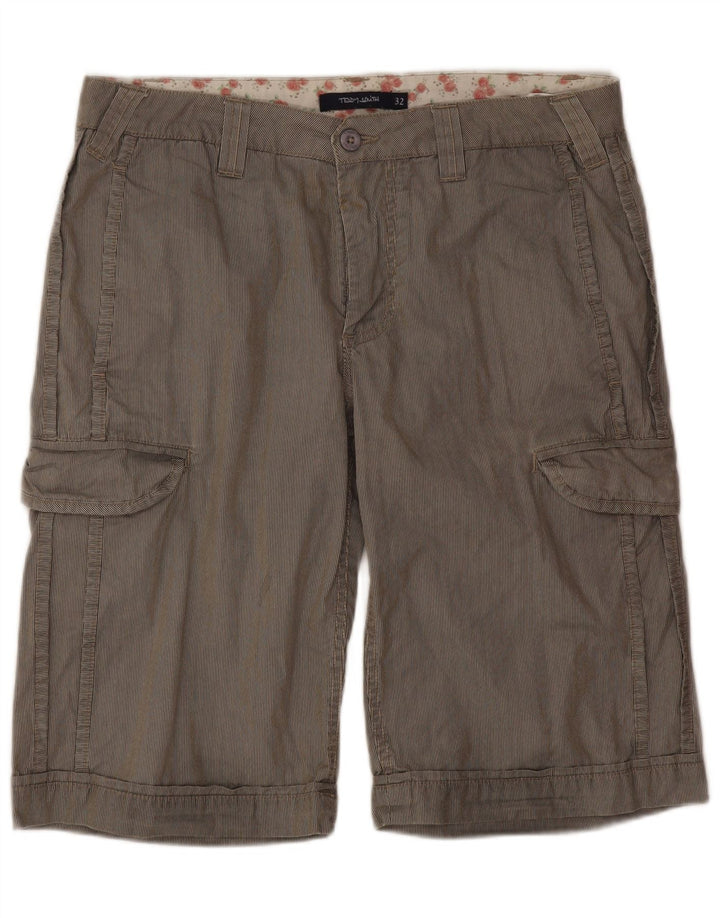 Teddy Smith Herren Cargoshorts W32 mittelgraue Nadelstreifen-Baumwolle