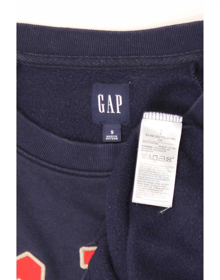 Gap Womens Crop Graphic Oversized Sweatshirt Pullover UK 10 Small Marineblau