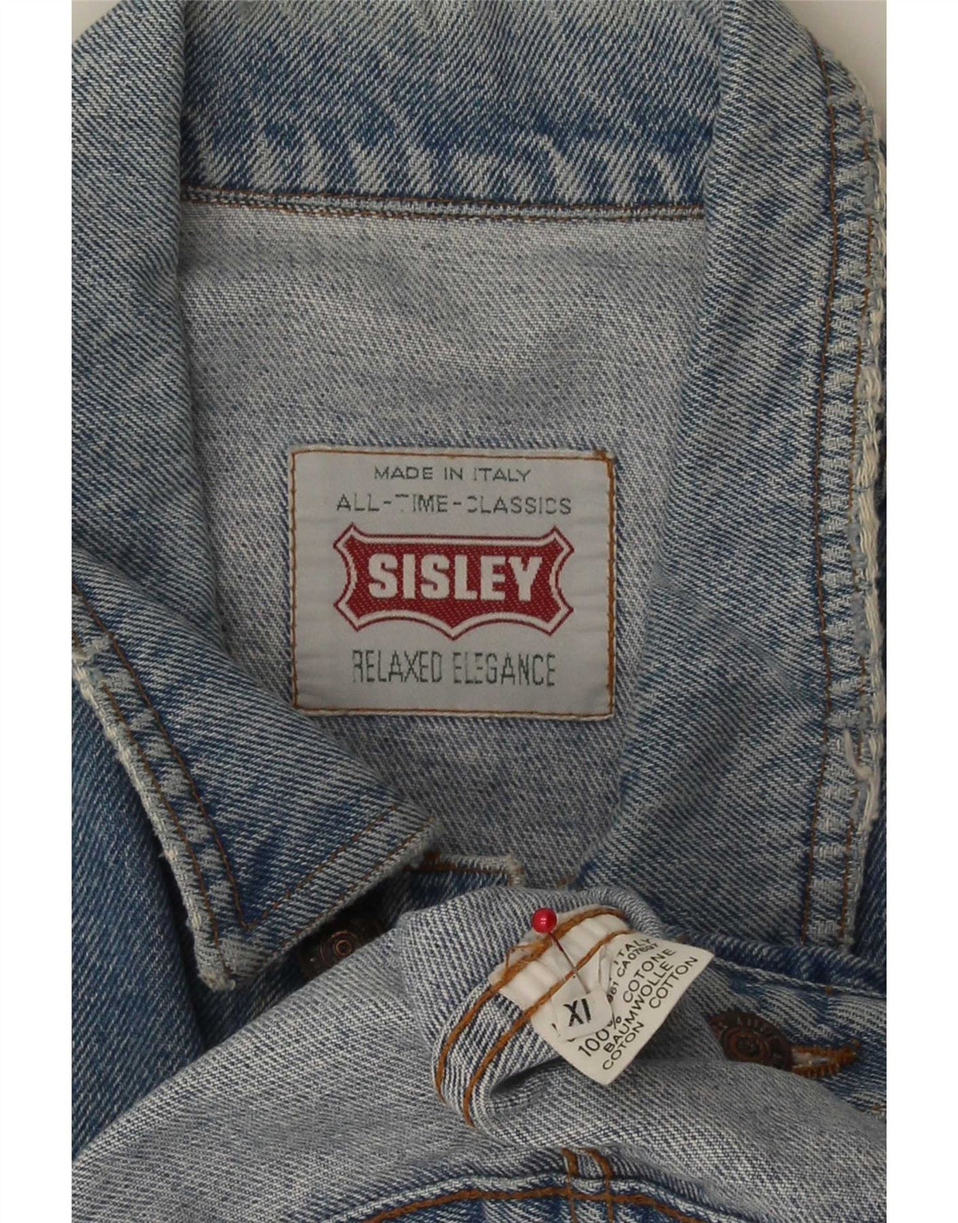 Sisley Herren Jeansjacke UK 42 XL Blaue Baumwolle
