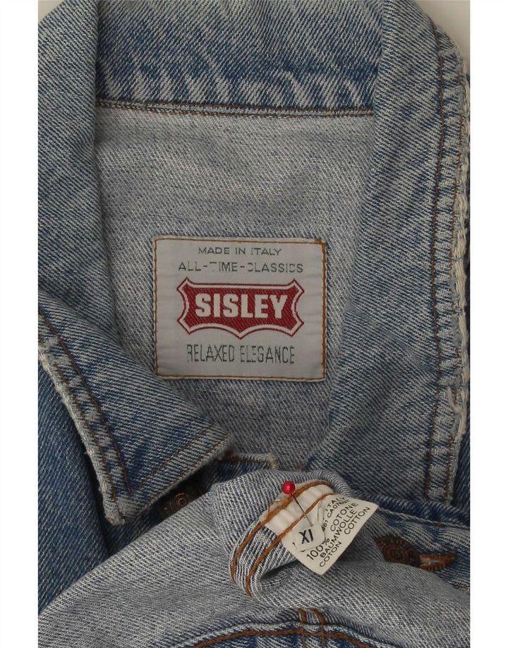 Sisley Herren Jeansjacke UK 42 XL Blaue Baumwolle