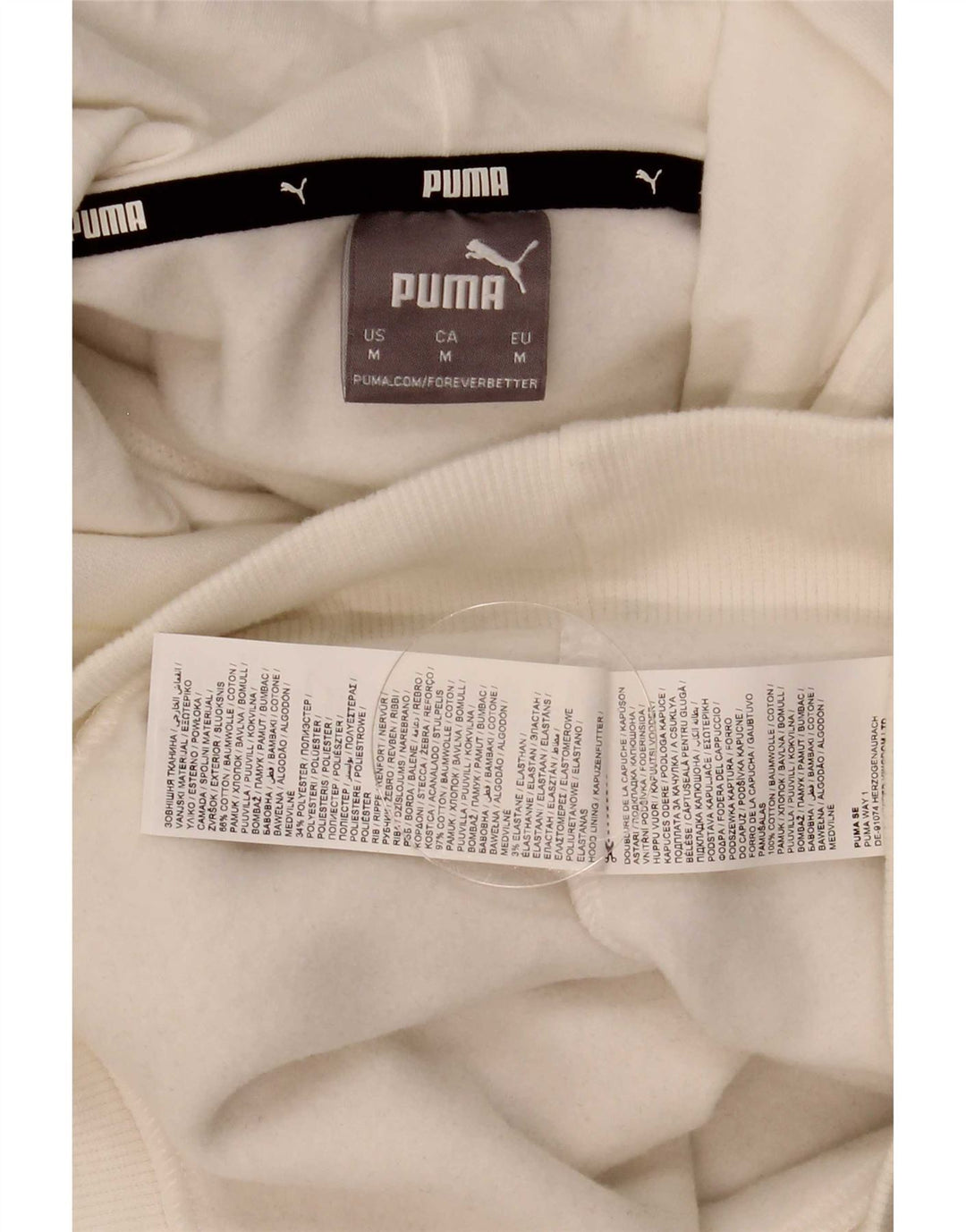 Puma Herren Grafik-Hoodie-Pullover aus mittelweißer Baumwolle