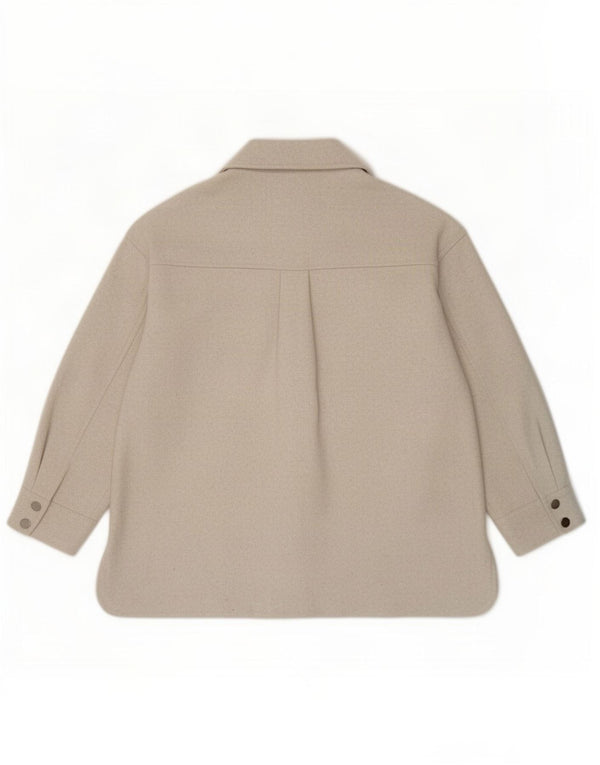 Zara Damen Overshirt Loose Fit Shirt UK 14 Medium Beige Polyester