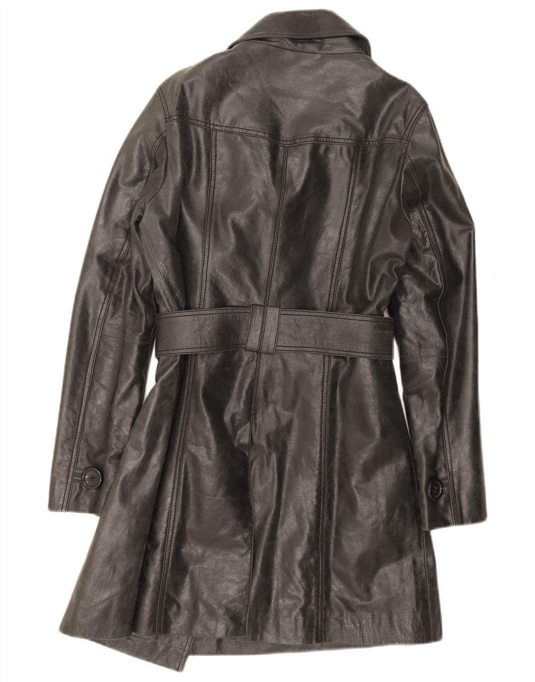 Oakwood Damen Trench-Ledermantel UK 14 Mittelschwarz